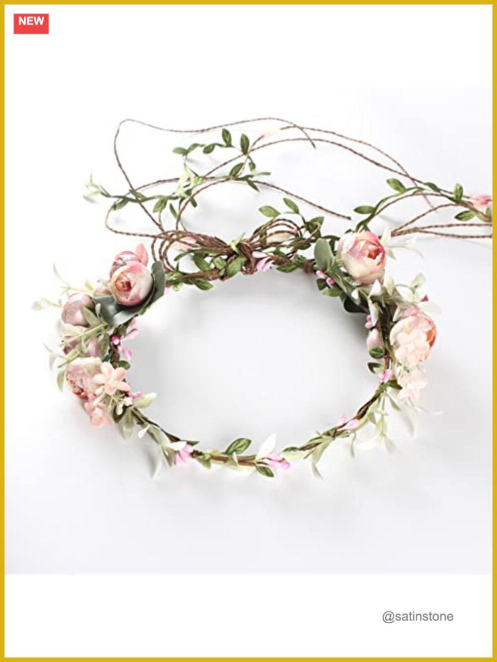 Adjustable Floral Rose Crown Headband for Wedding Bridal Hair Garland